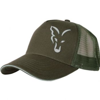 CZAPKA FOX GREEN SILVER TRUCKER CARP Z DASZKIEM