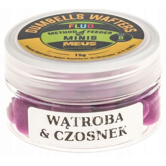 DUMBELLS MEUS WAFTERS FLUO 8mm MINIS WĄTROBA CZOSN DUMBELLS MEUS WAFTERS FLUO 8mm MINIS WĄTROBA CZOSN