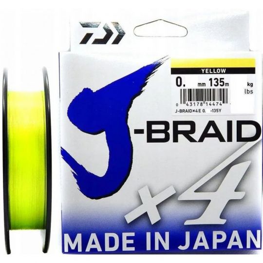 PLECIONKA DAIWA J-BRAID X4E 0,15mm 135m YELLOW PLECIONKA DAIWA J-BRAID X4E 0,15mm 135m YELLOW