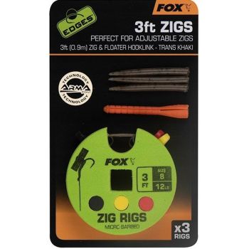 ZESTAW PRZYPON FOX DO ZIG RIG 8 12lb 3ft