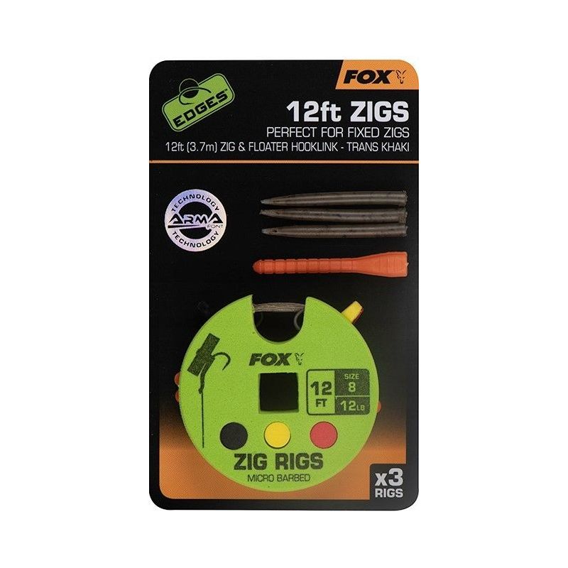 ZESTAW PRZYPON FOX DO ZIG RIG 8 12lb 12ft ZESTAW PRZYPON FOX DO ZIG RIG 8 12lb 12ft