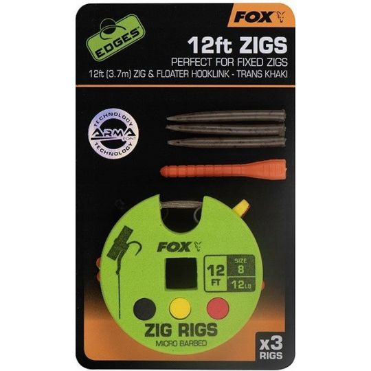 ZESTAW PRZYPON FOX DO ZIG RIG 8 12lb 12ft ZESTAW PRZYPON FOX DO ZIG RIG 8 12lb 12ft