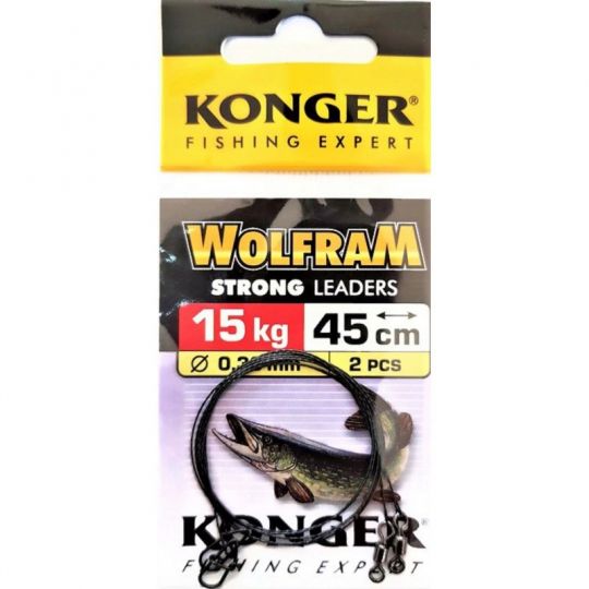 PRZYPON KONGER WOLFRAM STRONG 45cm 15kg 2szt PRZYPON KONGER WOLFRAM STRONG 45cm 15kg 2szt