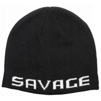 CZAPKA SAVAGE GEAR ZIMOWA LOGO BEANIE BLACK WHITE