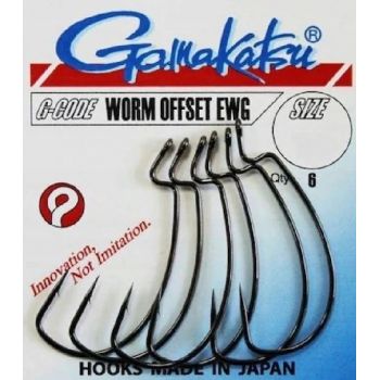 HACZYKI GAMAKATSU WORM OFFSET EWG BLACK  1/0