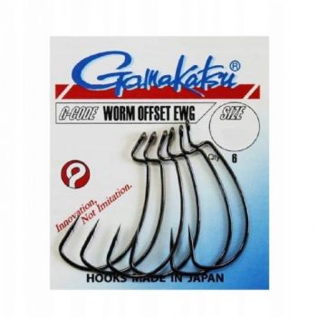 HACZYKI GAMAKATSU WORM OFFSET EWG BLACK  1/0