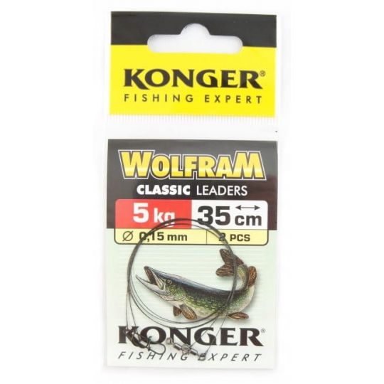 PRZYPON KONGER WOLFRAM 35cm 5kg 2szt PRZYPON KONGER WOLFRAM 35cm 5kg 2szt