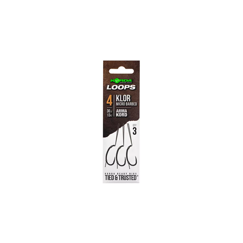 PRZYPONY KORDA KLOR LOOP RIGS BARBLESS 4 30LB PRZYPONY KORDA KLOR LOOP RIGS BARBLESS 4 30LB