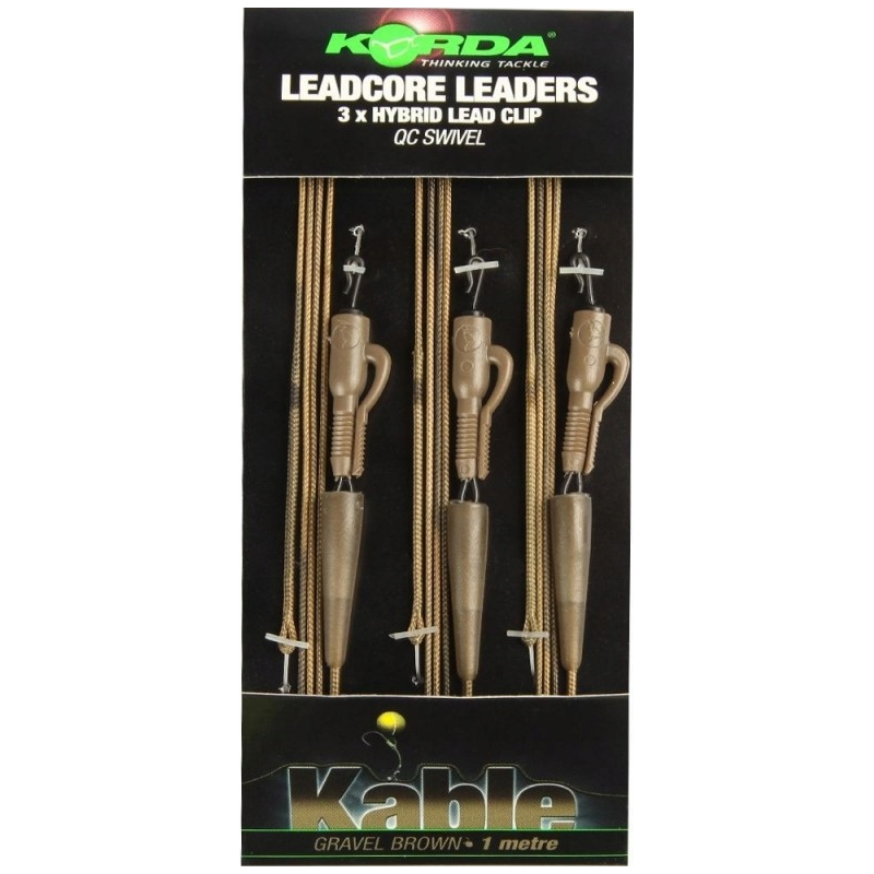 ZESTAW LEADCORE KORDA QC SWIVEL GRAVEL 100cm 3szt ZESTAW LEADCORE KORDA QC SWIVEL GRAVEL 100cm 3szt