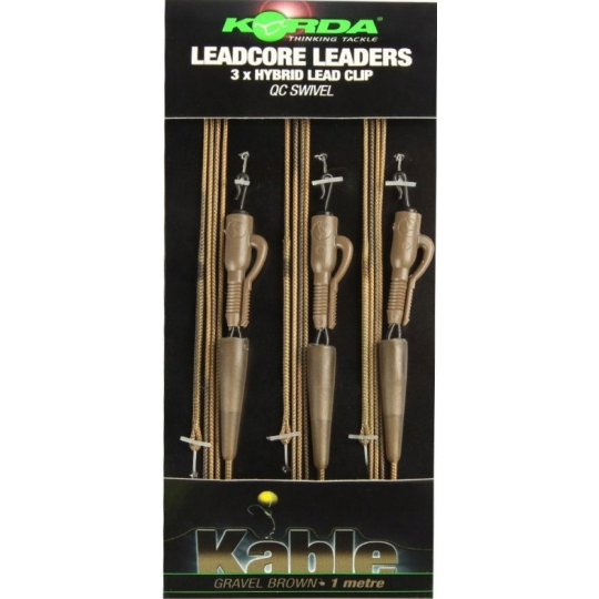 ZESTAW LEADCORE KORDA QC SWIVEL GRAVEL 100cm 3szt ZESTAW LEADCORE KORDA QC SWIVEL GRAVEL 100cm 3szt