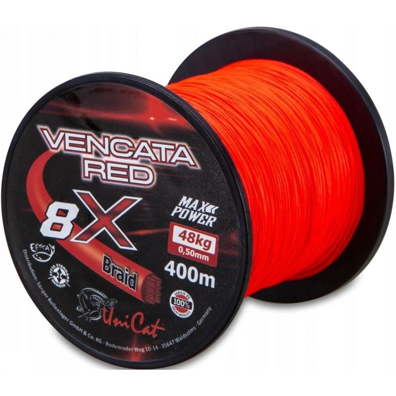 PLECIONKA UNI CAT 8X VENCATA RED 400m 0,50mm 48kg PLECIONKA UNI CAT 8X VENCATA RED 400m 0,50mm 48kg