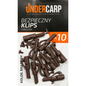BEZPIECZNE KLIPSY UNDERCARP BRĄZOWE Z BOLCEM
