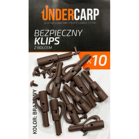 BEZPIECZNE KLIPSY UNDERCARP BRĄZOWE Z BOLCEM BEZPIECZNE KLIPSY UNDERCARP BRĄZOWE Z BOLCEM