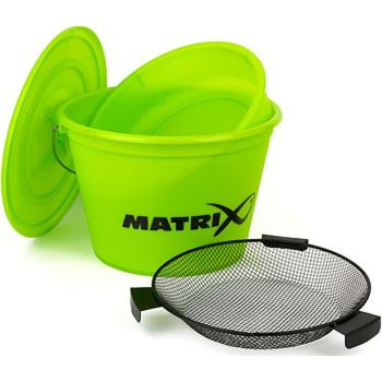 WIADRO MATRIX Z POKRYWĄ + SITO BUCKET SET LIME 20L