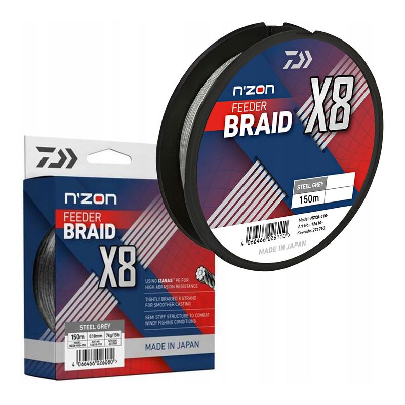 PLECIONKA DAIWA N'ZON X8 0.10mm 150m STEEL GREY PLECIONKA DAIWA N'ZON X8 0.10mm 150m STEEL GREY