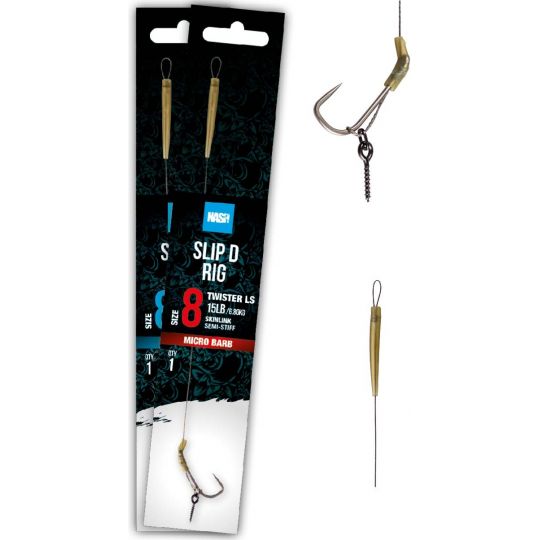 PRZYPON NASH SLIP D RIG ROZM 8 15lb MICRO BARB PRZYPON NASH SLIP D RIG ROZM 8 15lb MICRO BARB