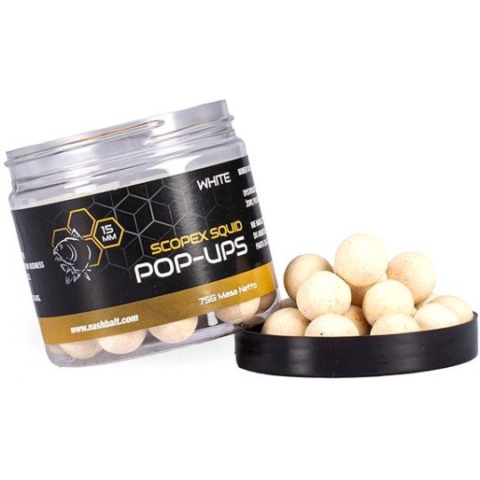 KULKI NASH SCOPEX SQUID POP UPS 15mm 75g WHITE KULKI NASH SCOPEX SQUID POP UPS 15mm 75g WHITE