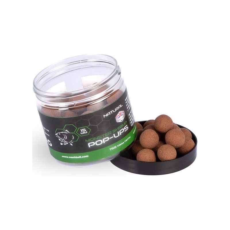 KULKI NASH MONSTER SHRIMP POP UP 15mm 75g NATURAL KULKI NASH MONSTER SHRIMP POP UP 15mm 75g NATURAL