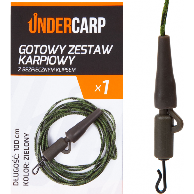 Gotowy zestaw karpiowy z bezpiecznym klipsem zielo Gotowy zestaw karpiowy z bezpiecznym klipsem zielo