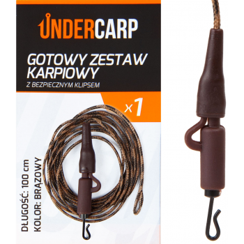 Gotowy zestaw karpiowy z bezpiecznym klipsem brązo