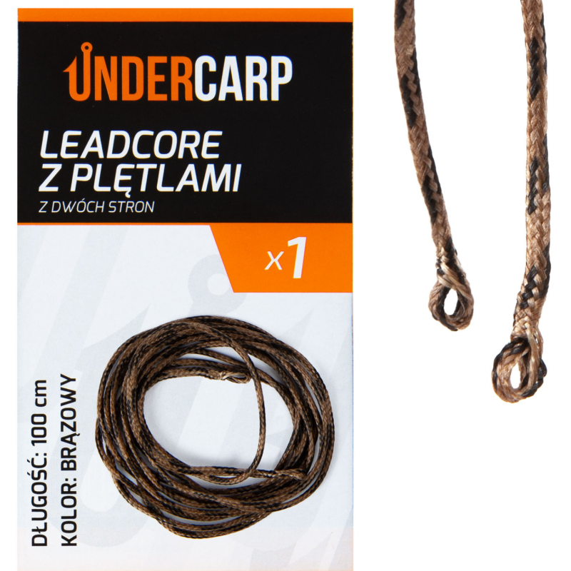 Leadcore z plętlami z dwóch stron brązowy 100 cm Leadcore z plętlami z dwóch stron brązowy 100 cm