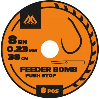 PRZYPON FEEDER BOMB - Z PUSH STOPEM - hak bez zadz