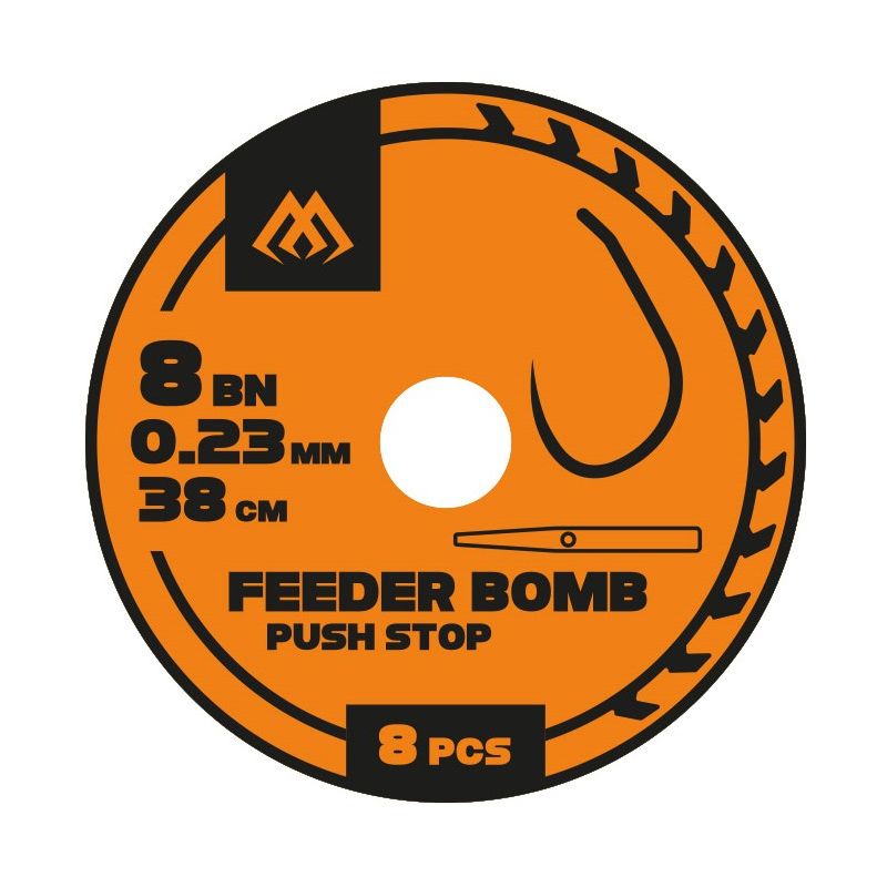 PRZYPON FEEDER BOMB - Z PUSH STOPEM - hak bez zadz PRZYPON FEEDER BOMB - Z PUSH STOPEM - hak bez zadz