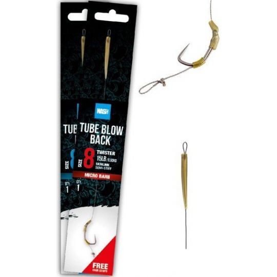 PRZYPON Z HAKIEM NASH TUBE BLOW BACK RIG 2 BARBED PRZYPON Z HAKIEM NASH TUBE BLOW BACK RIG 2 BARBED