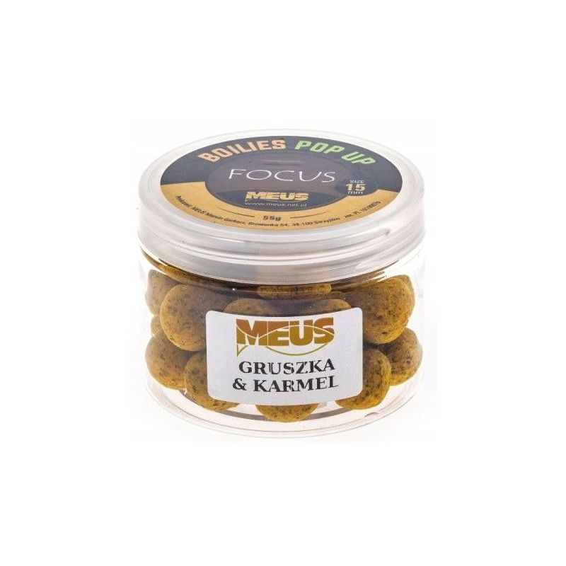 KULKI MEUS POP UP FOCUS 55g 15mm GRUSZKA KARMEL KULKI MEUS POP UP FOCUS 55g 15mm GRUSZKA KARMEL