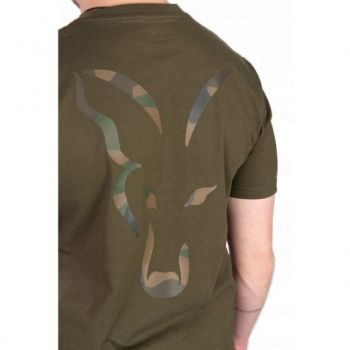 KOSZULKA T-SHIRT FOX LARGE PRINT KHAKI ROZMIAR XXL