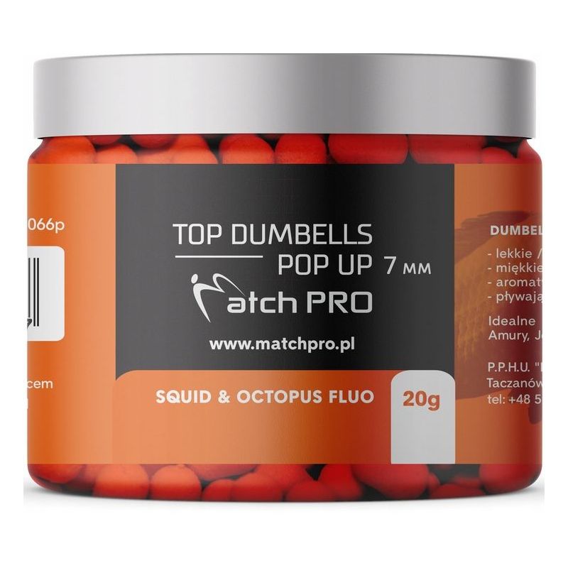 DUMBELLS MATCH PRO TOP POP UP SQUID FLUO 7mm 20g DUMBELLS MATCH PRO TOP POP UP SQUID FLUO 7mm 20g