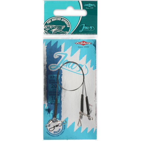 PRZYPON MIKADO TYTANOWY JAWS STRONG 25cm 18kg 2szt PRZYPON MIKADO TYTANOWY JAWS STRONG 25cm 18kg 2szt