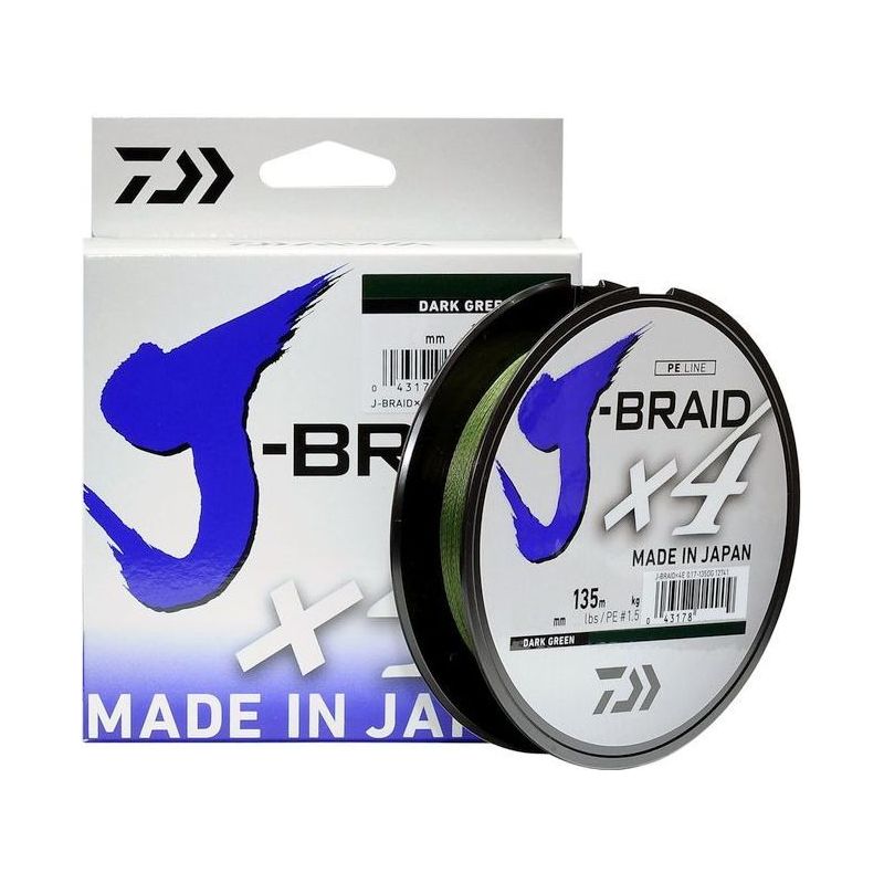 PLECIONKA DAIWA J-BRAID X4E 0,15mm 135m DARK GREEN PLECIONKA DAIWA J-BRAID X4E 0,15mm 135m DARK GREEN