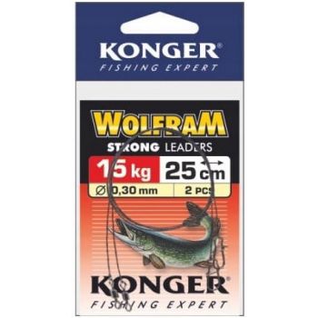 PRZYPON KONGER WOLFRAM STRONG 25cm 15kg 2szt